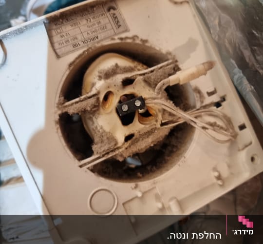 מאוורר חשמלי ישן עם אבק ולכלוך